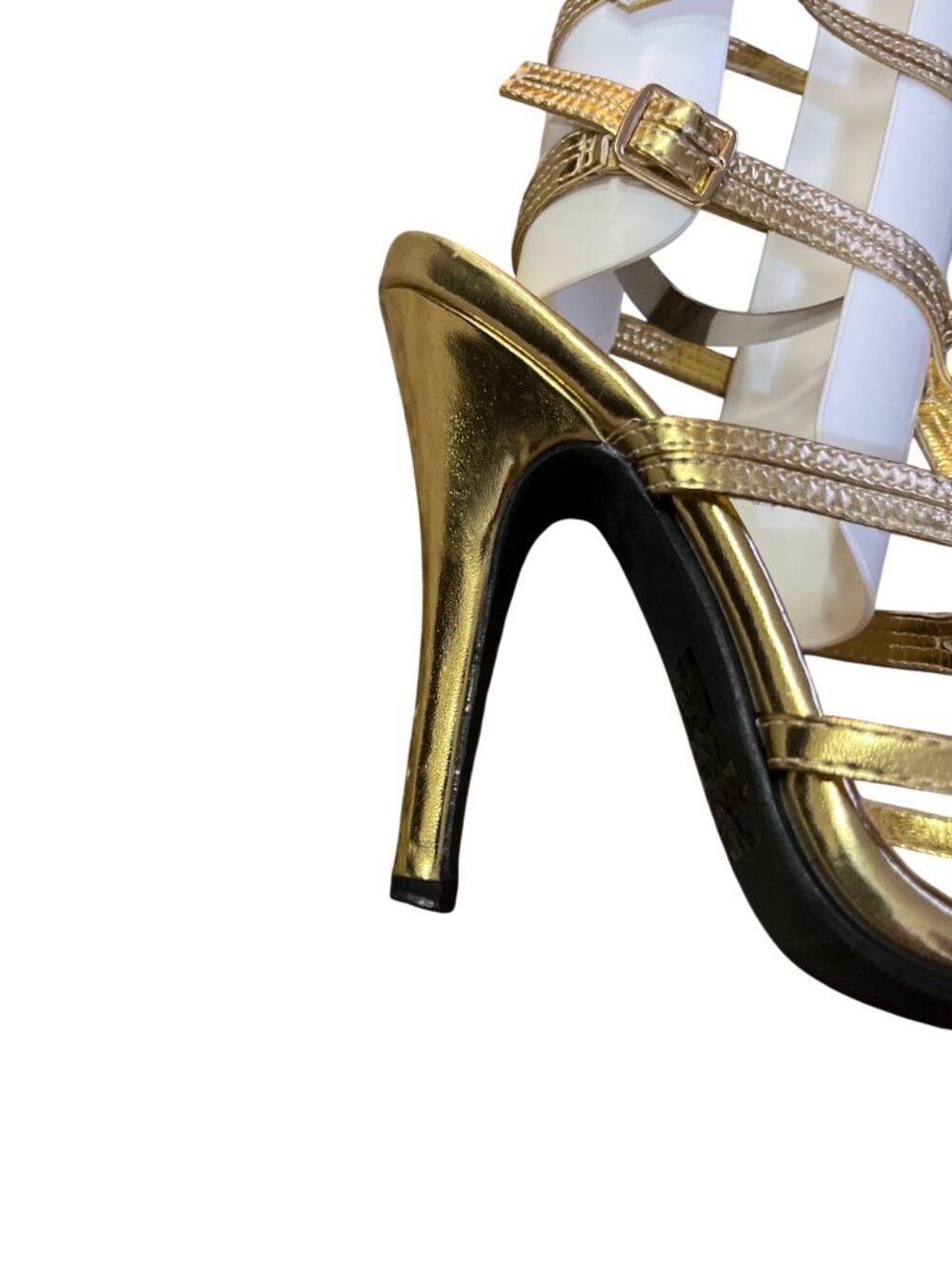 FUN Gold Gladiator Knee High Heels Strappy Sandals Women's 8 Used - Picture 13 of 16
